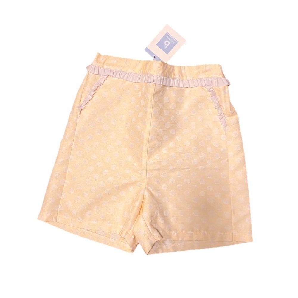 BELLA BLISS Shorts NWT Girls Sz 14 Yellow Ashby White Ruffle Polka Dots